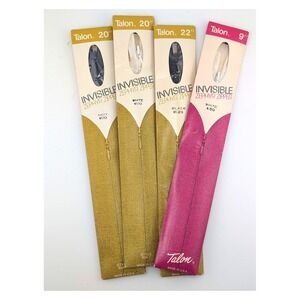Vintage Talon Zephyr Invisible‎ Zippers Lot: 20", 22", 9" Sewing Notions